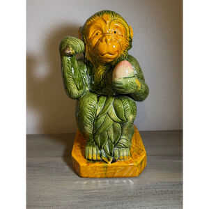 vintage Majolica-style ceramic monkey figurine Large